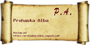 Prohaska Alba névjegykártya